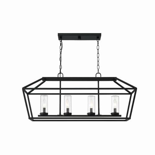 Eurofase Bastille 4 Light Outdoor Pendant Contemporary 14.75" Tall Satin Black