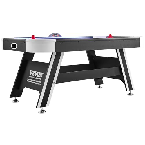 VEVOR Air Hockey Table 72" Indoor LED Sports Game Black and White