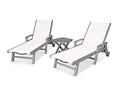 Polywood Coastal Chaise Set Slate Grey/White Sling