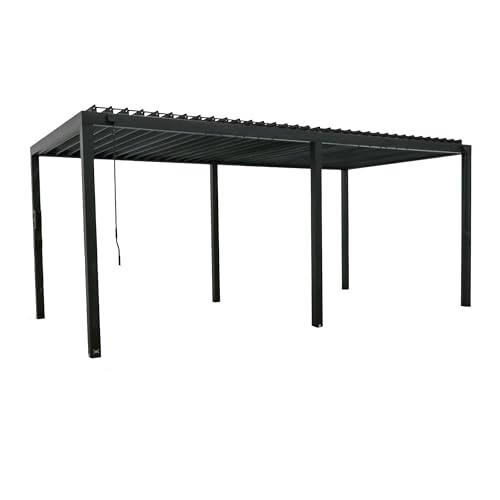 Backyard Discovery Sarasota 20' x 10' Galvanized Steel Pergola Kit with Adjustable Roof Black