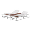 Pemberly Row Modern Aluminum Outdoor Daybed with Umbrella Hole White