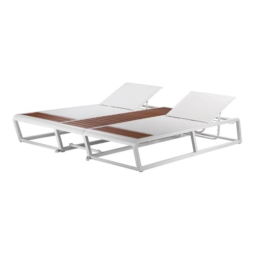 Pemberly Row Modern Aluminum Outdoor Daybed with Umbrella Hole White