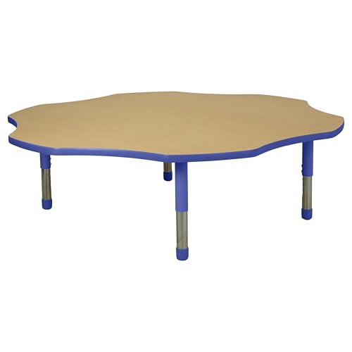 Factory Direct Partners Flower Toddler Activity Table 60in Adjustable Maple/Blue