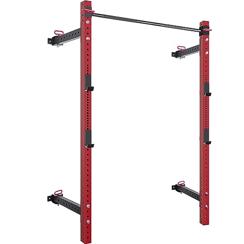 CUAUC Wall Mounted Folding Squat Rack Red