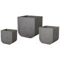 Emissary Terrazzo Square Planters Set of 3 28in L x 24in W x 28.5in H Terrazzo Gray
