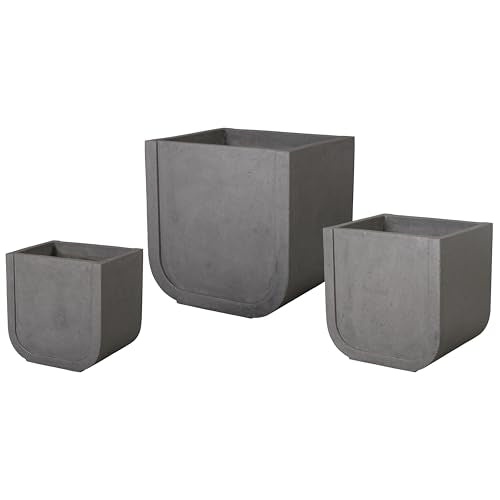 Emissary Terrazzo Square Planters Set of 3 28in L x 24in W x 28.5in H Terrazzo Gray