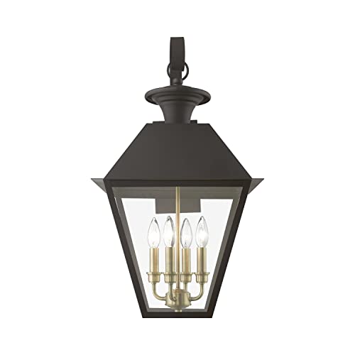 Livex Wentworth 4-Light Extra Large Outdoor Wall Lantern Bronze/Antique Brass