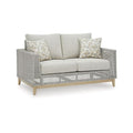 Benzara Yami 59 Inch Outdoor Loveseat with 2 Accent Pillows Gray and Brown