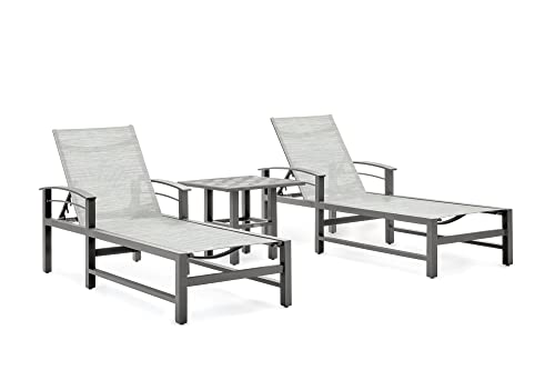 Winston Stanford Sling 3pc Chat Set (2 Chaises, Side Table) Gray Screen