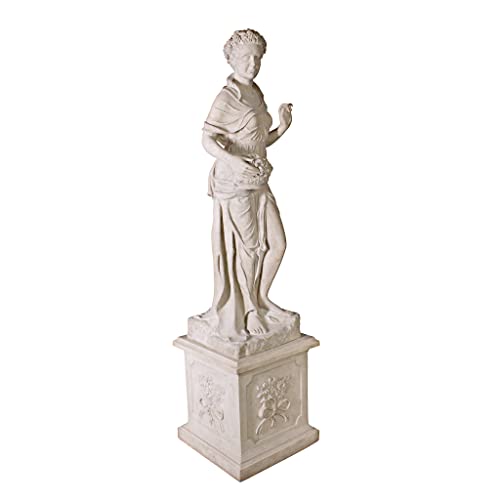 Design Toscano Spring Woman of the Four Seasons Garden Statue & Plinth 89 inch Faux Limestone