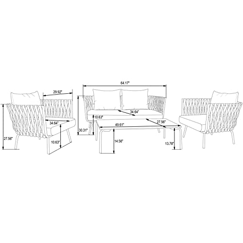LeisureMod Spencer Loveseat with Cushions Light Grey