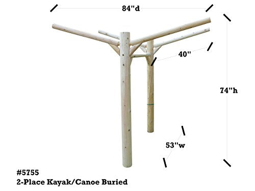 Log Kayak Rack 2 Place Buried in Ground Canyon Brown