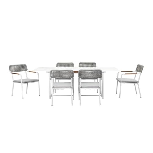 Pemberly Row 7-Piece Modern Aluminum Dining Set Gray