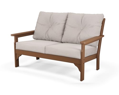 Polywood Vineyard Deep Seating Loveseat Teak/Dune Burlap