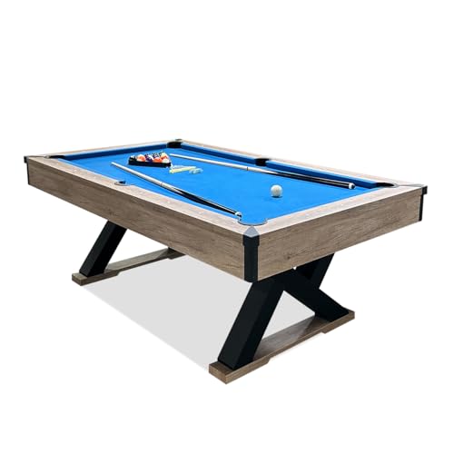 KEIKI 84" Billiard Table Rustic Blond Finish Royal Blue Cloth