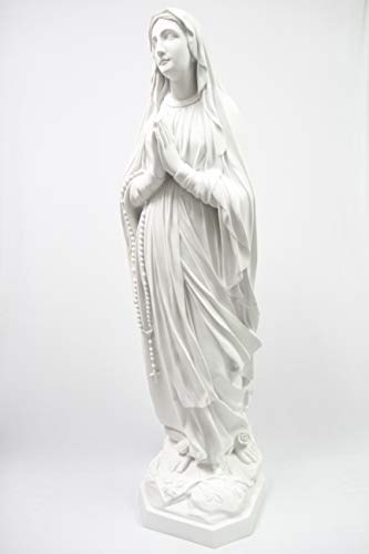 Vittoria Collection 48 Inch Our Lady of Lourdes Virgin Mary Statue Sculpture White