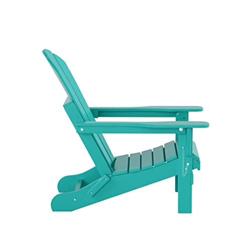 WestinTrends Malibu Outdoor Folding Poly Adirondack Chair Set of 8 Turquoise