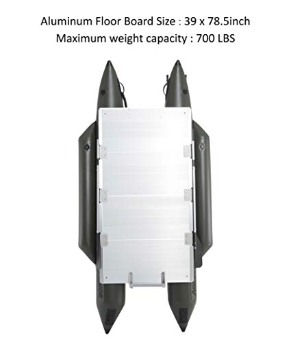 AQUOS Heavy-Duty 10.2ft Inflatable Pontoon Boat with Stainless Steel Guard and Folding Seat, Transom Hand Control 12V 65LBS Trolling Motor