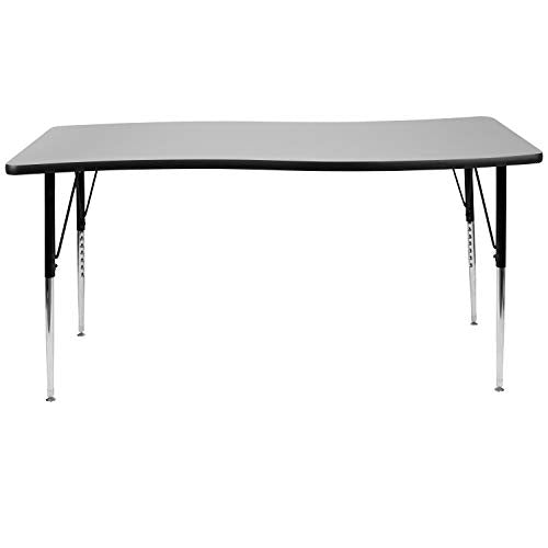 Flash Furniture Wren Rectangular Wave Grey Activity Table Adjustable Legs