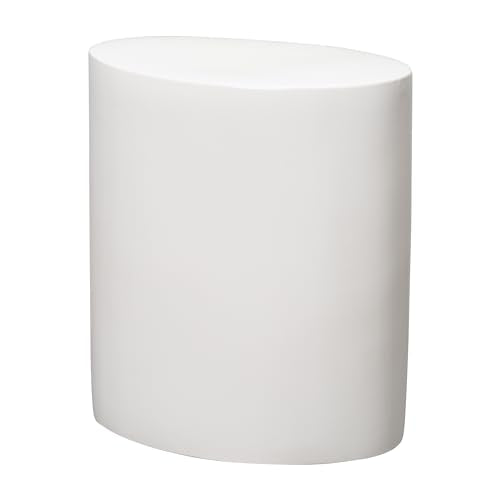 Emissary Oval 22" H Glossy Glaze White Ceramic Garden Stool