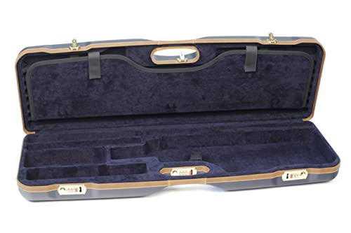Negrini OU Deluxe Skeet Single Shotgun Case + Tube Set Navy/Tobacco Leather/Navy