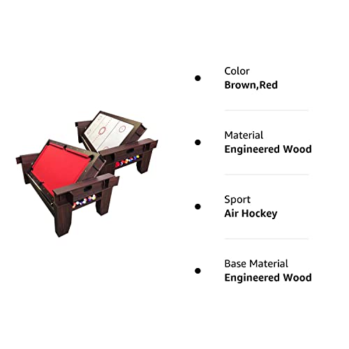 Simba USA 2-in-1 7ft Pool Table Billiard Air Hockey Table Brown Red