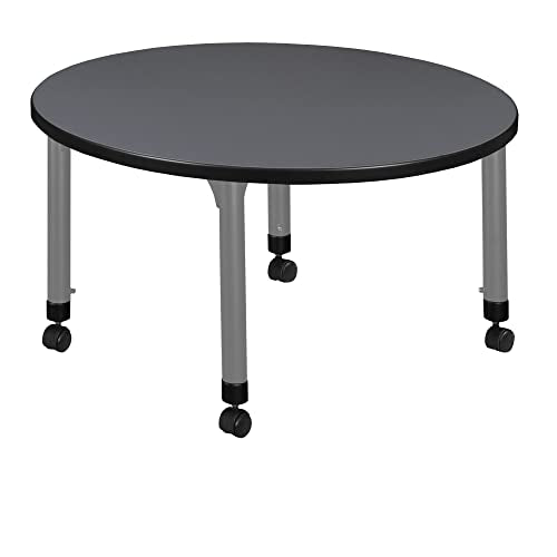 Romig Kee 42" Round Height Adjustable Mobile Classroom Activity Table Grey