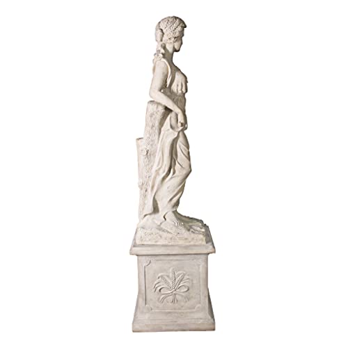 Design Toscano Summer Woman of the Four Seasons Garden Statue with Plinth 87 inch Ancient Ivory