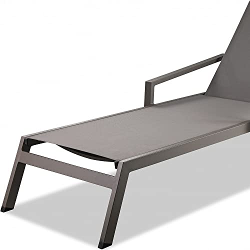HomeRoots Set of 2 Taupe Modern Aluminum Chaise Lounges Taupe