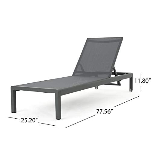 Christopher Knight Home Coral Bay Outdoor Aluminum Chaise Lounge Set, 4-Pcs, Grey/Dark Grey