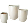 Emissary Pearl White Stoneware Round Planters Set of 3 22in x 28in