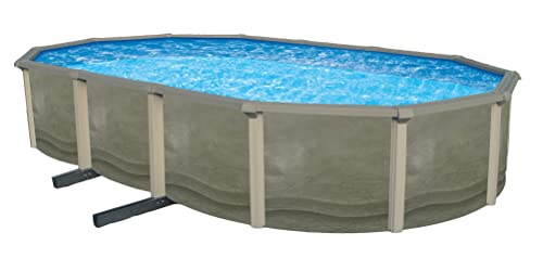 Blue Wave Trinity 18x33-ft Oval 52-in Deep Steel Wall Above Ground Pool Package Gray