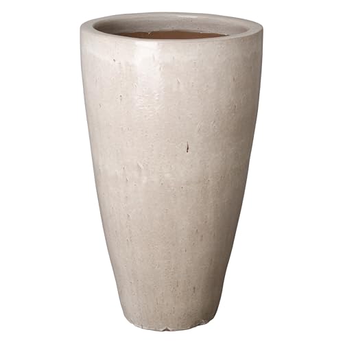 Emissary 24in Distressed White Stoneware Round Planter