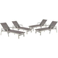 Afuera Living Outdoor Mesh and Aluminum Chaise Lounge Set of 4 Grey