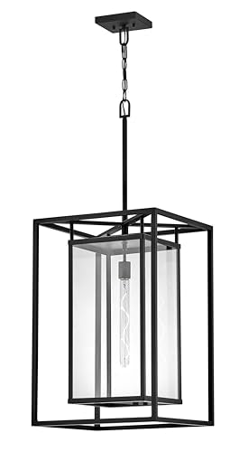Hinkley Max Extra Large Outdoor Hanging Lantern - Estate Series, 1-Light Transitional, Clear Glass, Aluminum - Black