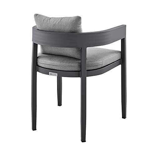Armen Living Argiope Outdoor Patio Dining Chairs Set of 2 Dark Grey