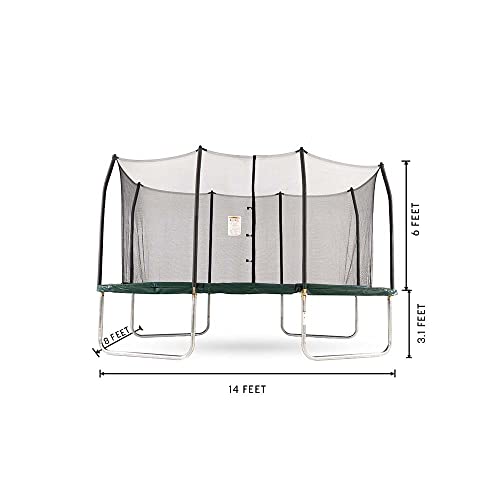 Skywalker Trampolines 14-Foot Rectangle Trampoline with Enclosure Net Green