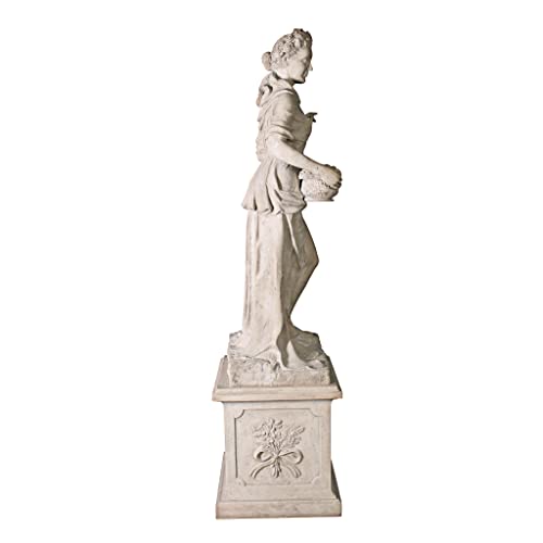 Design Toscano Spring Woman of the Four Seasons Garden Statue & Plinth 89 inch Faux Limestone