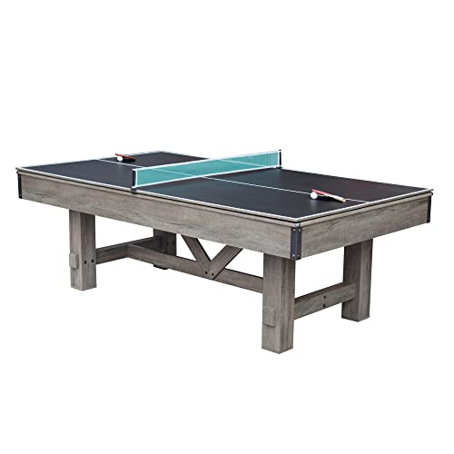 Hathaway Logan 7-ft Pool Table Combo Set with Benches - Rustic Gray Barnwood