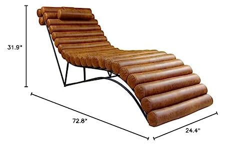 Maxima House Rosabel Leather Chaise Lounge Terracotta