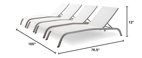 America Luxury - Outdoor Lounge Chair Chaise Set of 4 Aluminum Metal White