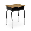 Virco Adjustable Student Desk 20-Pack with Book Box Medium Oak
