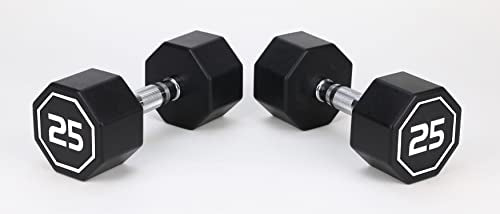 Generic Apollo Odorless Octagon Rubber Dumbbell Set 5lb-30lb 6 Pairs Total 210 lb Dumbbell with Rack Black