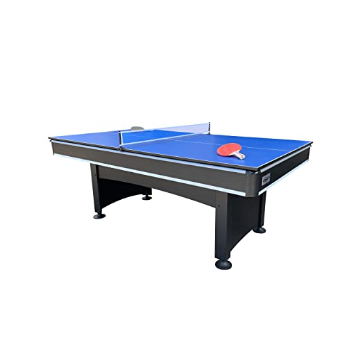 RACK Scorpius 7-Foot Multi Game Billiard/Pool with Table Tennis Blue Felt with Black Body