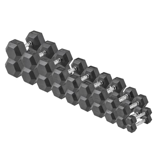 Lifeline HEX Rubber Dumbbell Set Black/Chrome