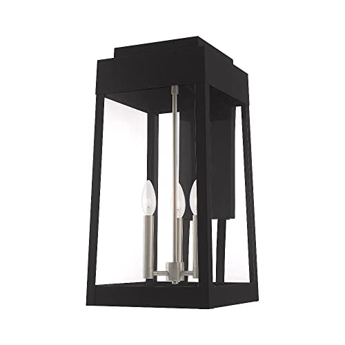 Livex Outdoor Wall Lantern 20" Three Light Satin Brass