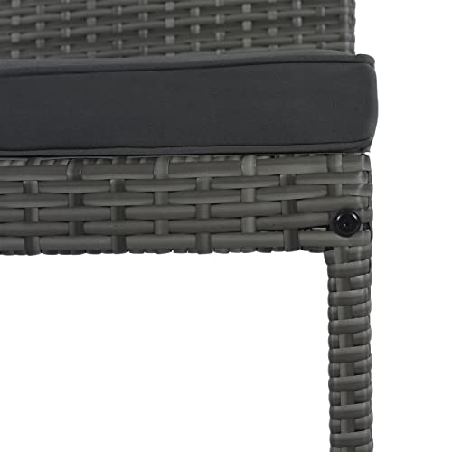 EPOFIT 5-Piece Wicker Outdoor Bar Set with 4 Cushioned Stools & Acacia Wood Table Grey