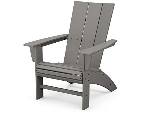 Polywood Modern 3-Piece Curveback Adirondack Chair Set with End Table Sand