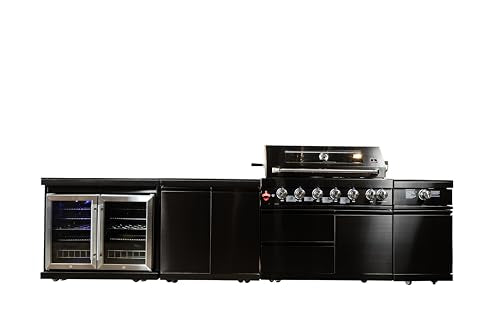 Luxuria Spas Flame Pro Series 6-Burner Four Piece Modular Kitchen Black