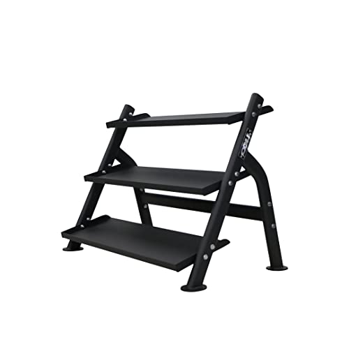 TKO 3-Tier Dumbbell & Kettlebell Rack | Home Gym Organizer | Black Stand